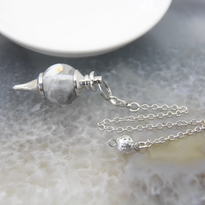 Pendule Divinatoire Radiesthésie Pierre Metal