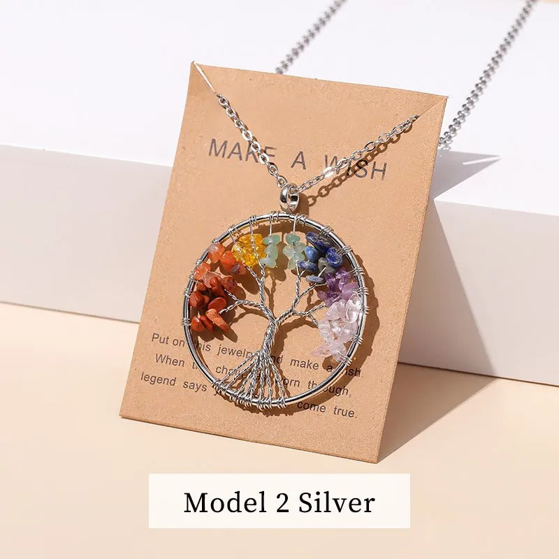 Collier avec Pendentif Arbre de Vie Pierre Naturelle