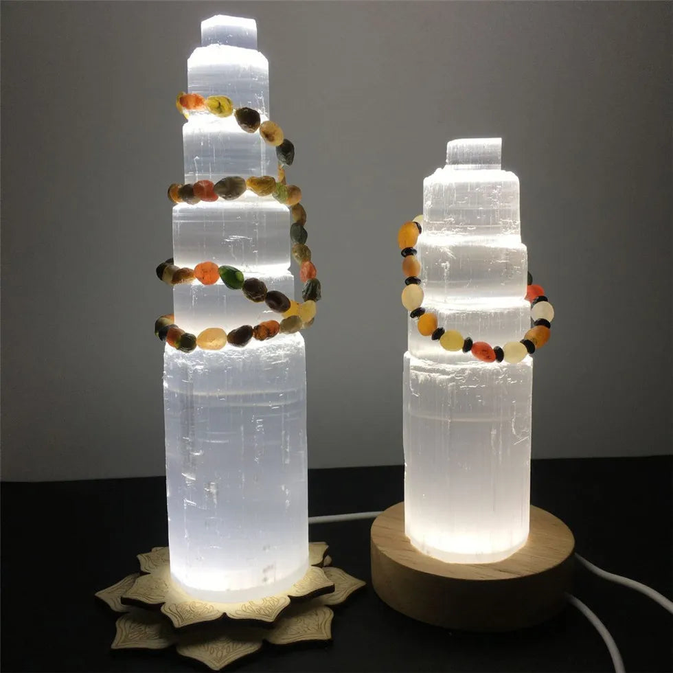 Lampe en Pierre Sélénite Naturel