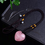 Pendentif Quartz Rose Coeur Pierre Polie