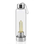 Bouteille en Verre avec Cristal de Roche Naturelle