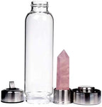 Bouteille en Verre avec Cristal de Roche Naturelle