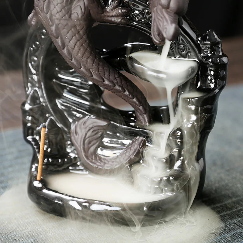 Brûleur d'Encens Céramique Cascade Dragon