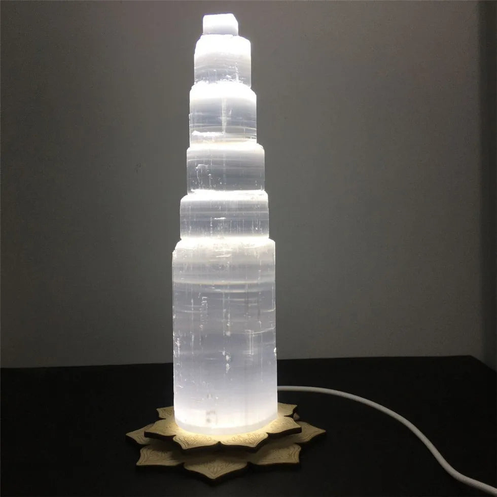 Lampe en Pierre Sélénite Naturel