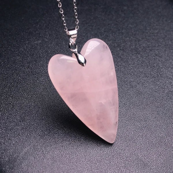 Pendentif Quartz Rose Grand Coeur