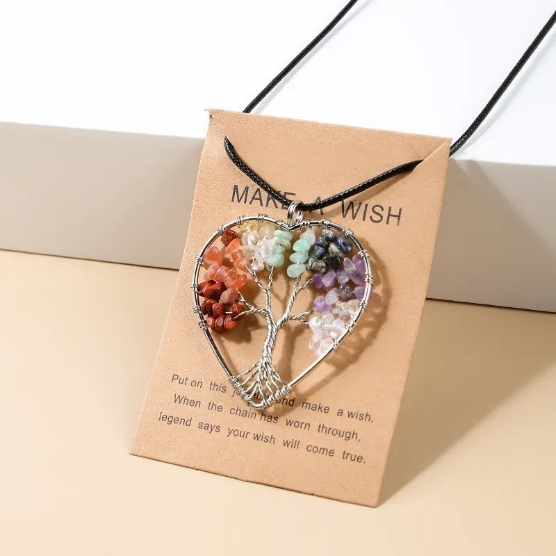 Collier avec Pendentif Arbre de Vie Pierre Naturelle