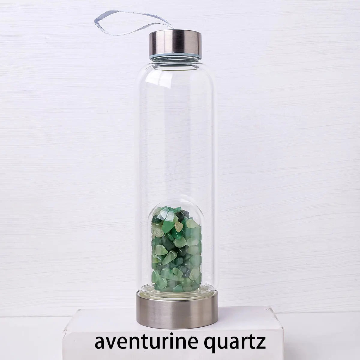 Gourde en Verre avec Pierres Naturelles