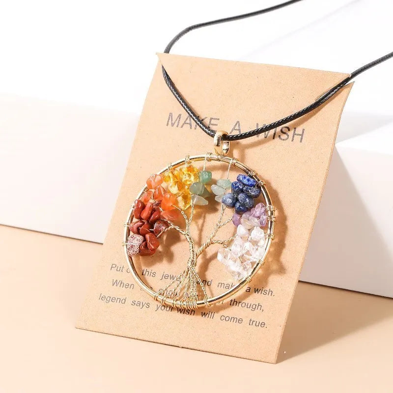 Collier avec Pendentif Arbre de Vie Pierre Naturelle