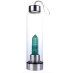 Bouteille en Verre avec Cristal de Roche Naturelle