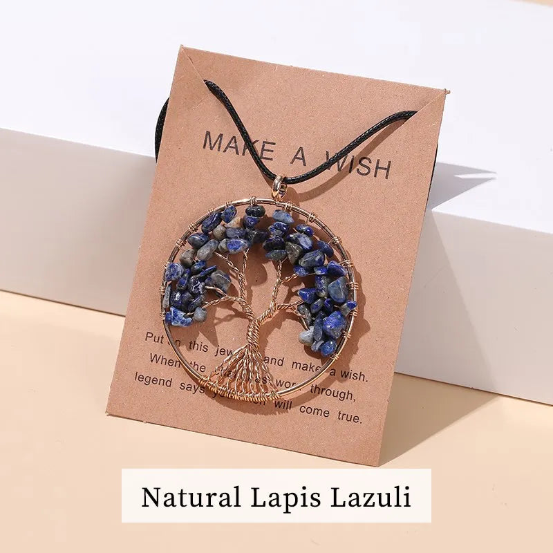 Collier avec Pendentif Arbre de Vie Pierre Naturelle