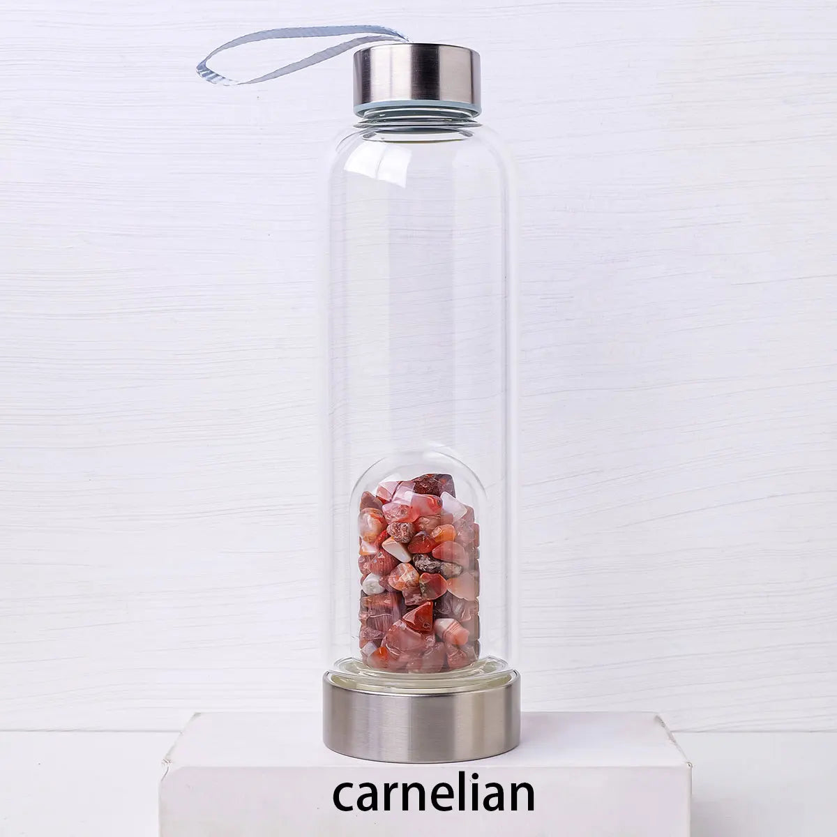 Gourde en Verre avec Pierres Naturelles