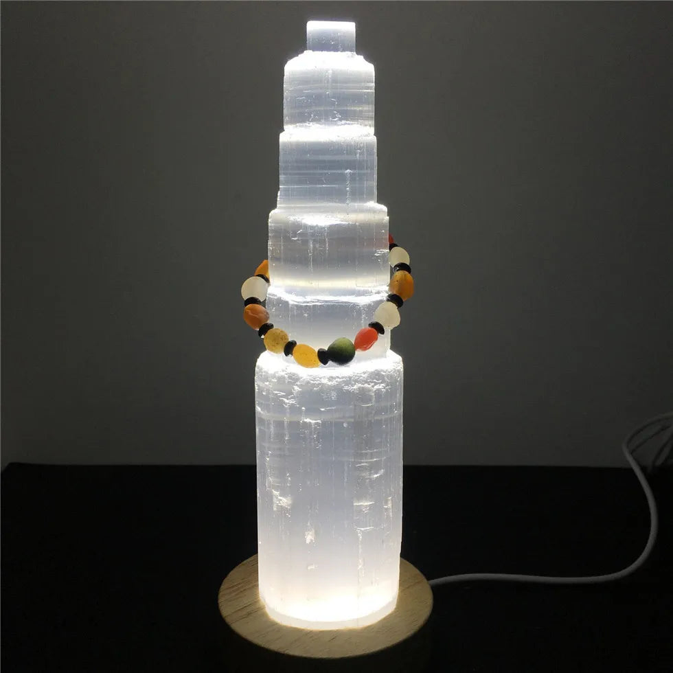 Lampe en Pierre Sélénite Naturel