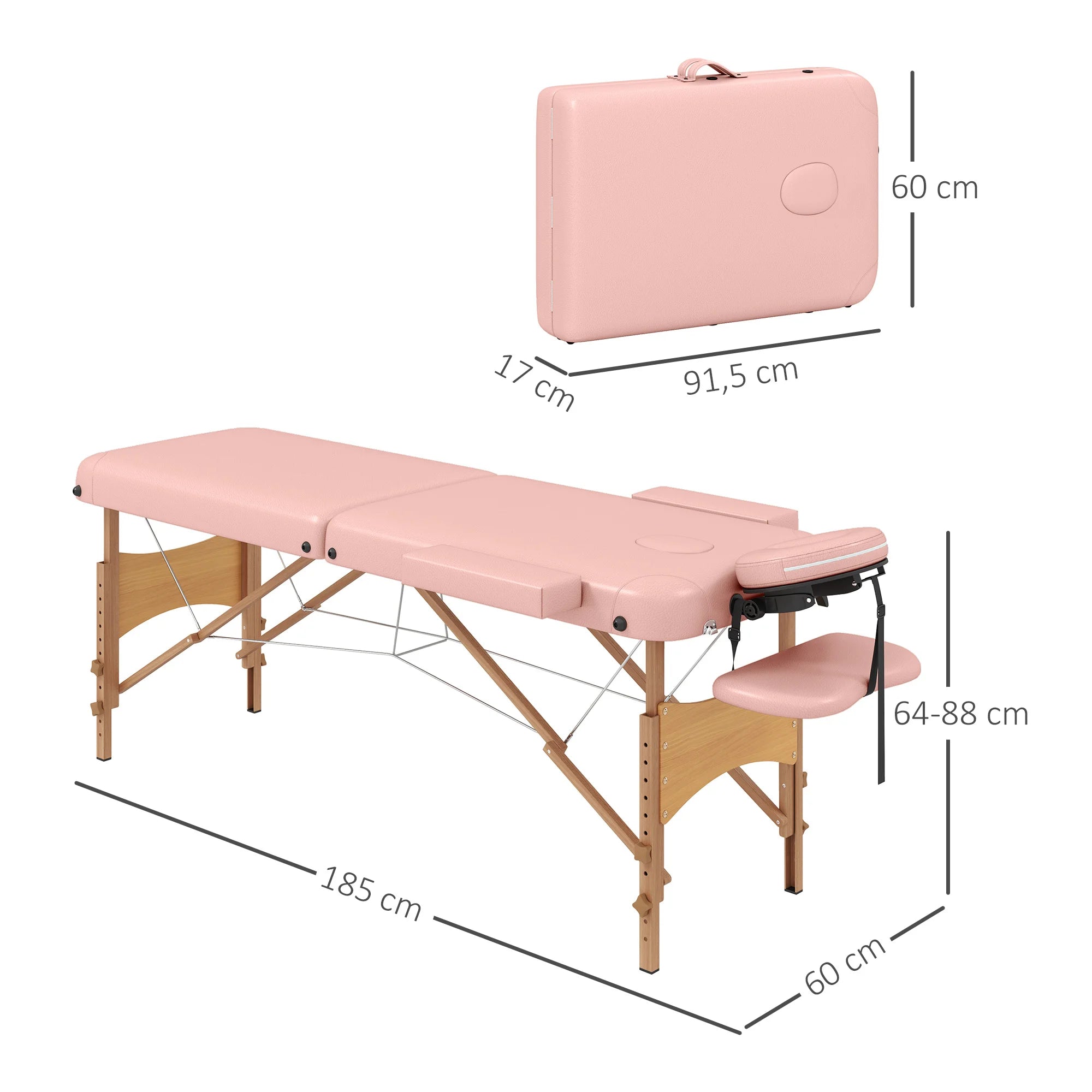 Table de Massage Pliante Rose Bois