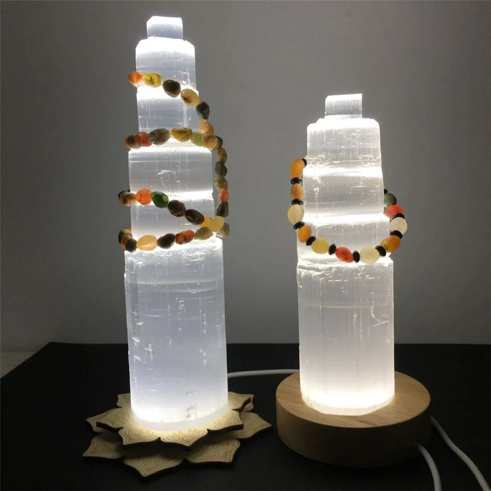 Lampe en Pierre Sélénite Naturel