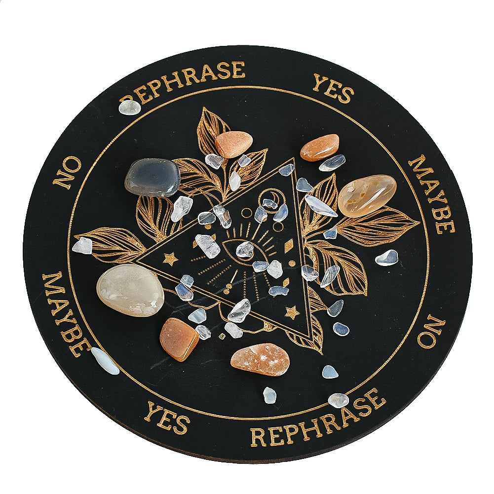 Planche Radiesthésie en Bois Motifs Œil Sacré & Triangle Mystique