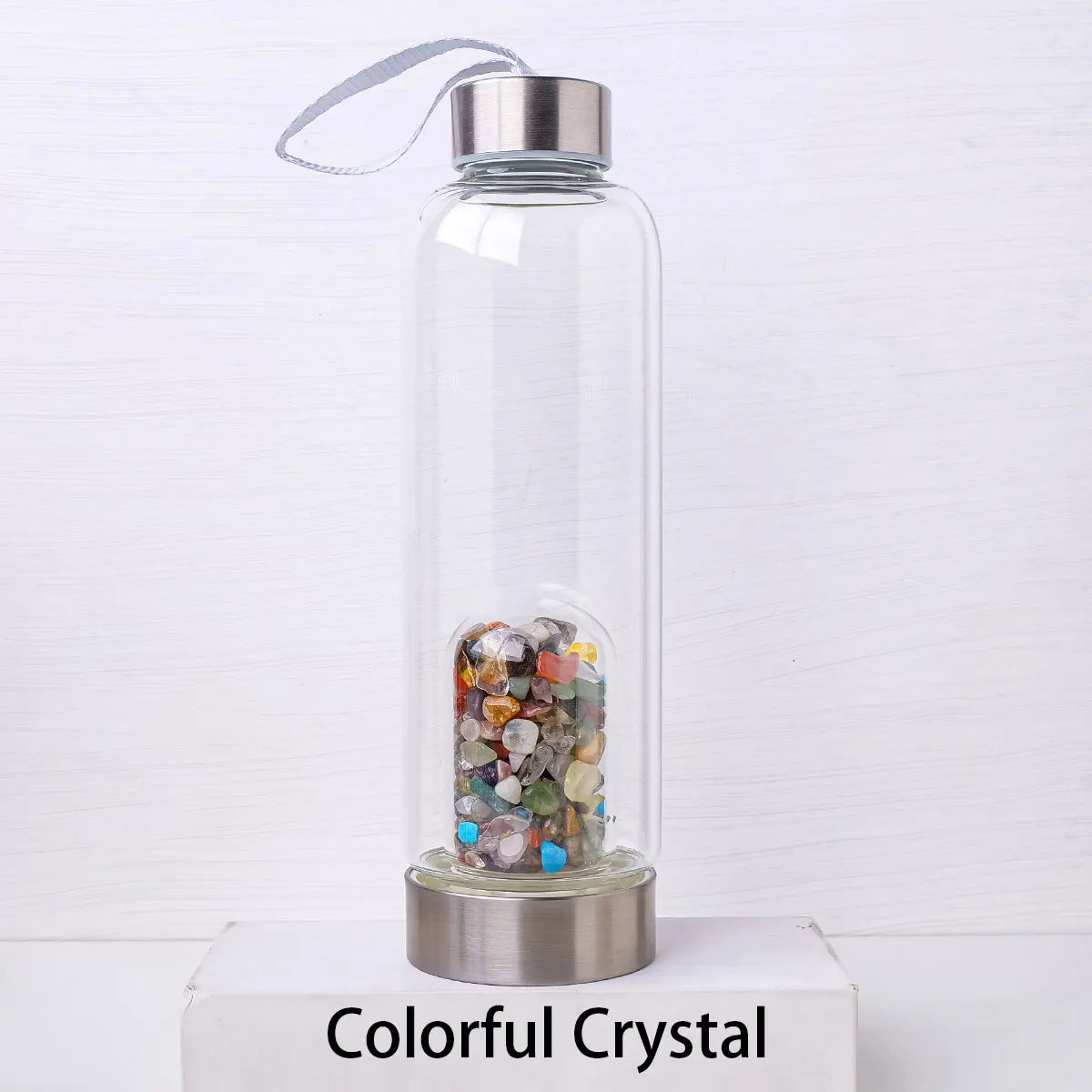 Gourde en Verre avec Pierres Naturelles