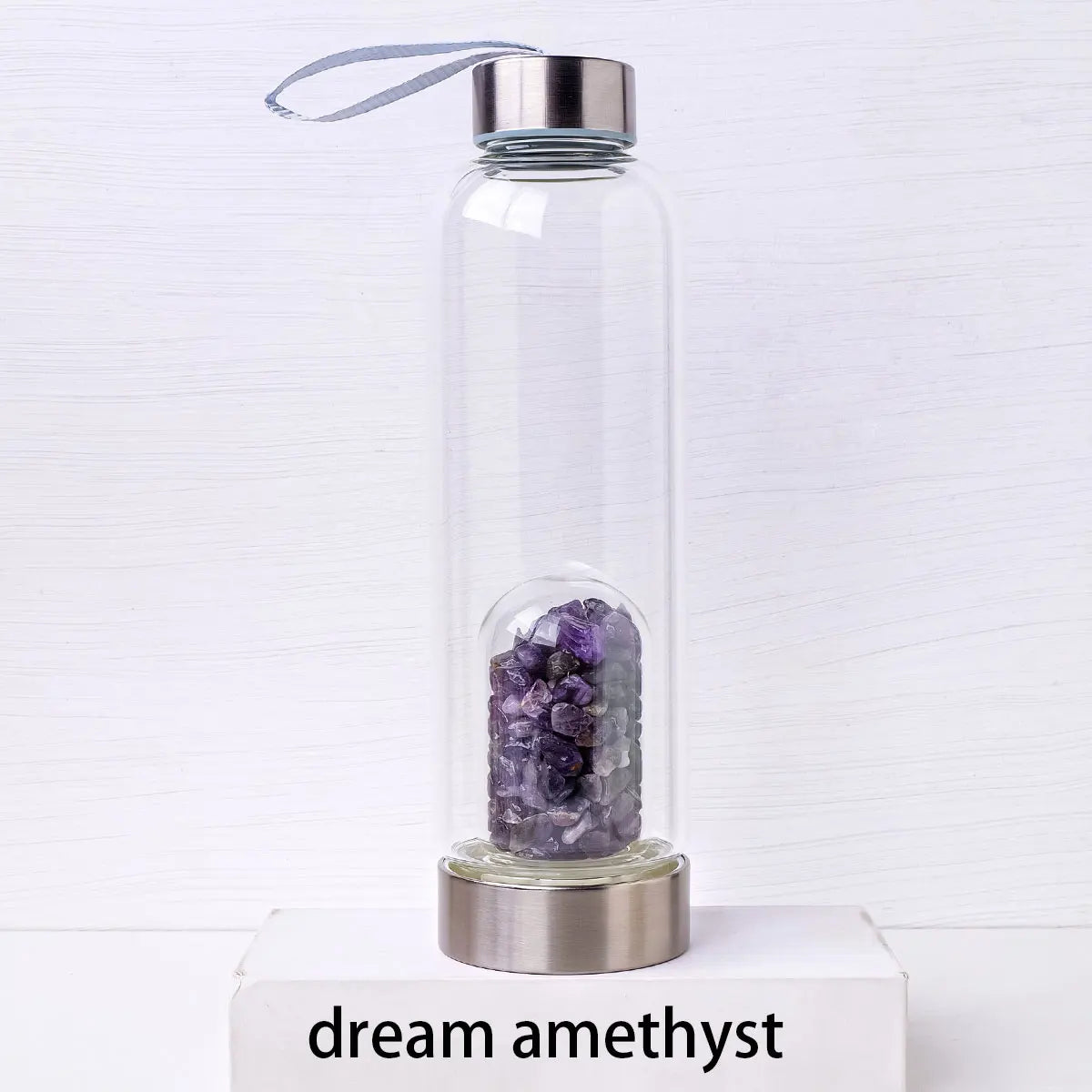 Gourde en Verre avec Pierres Naturelles