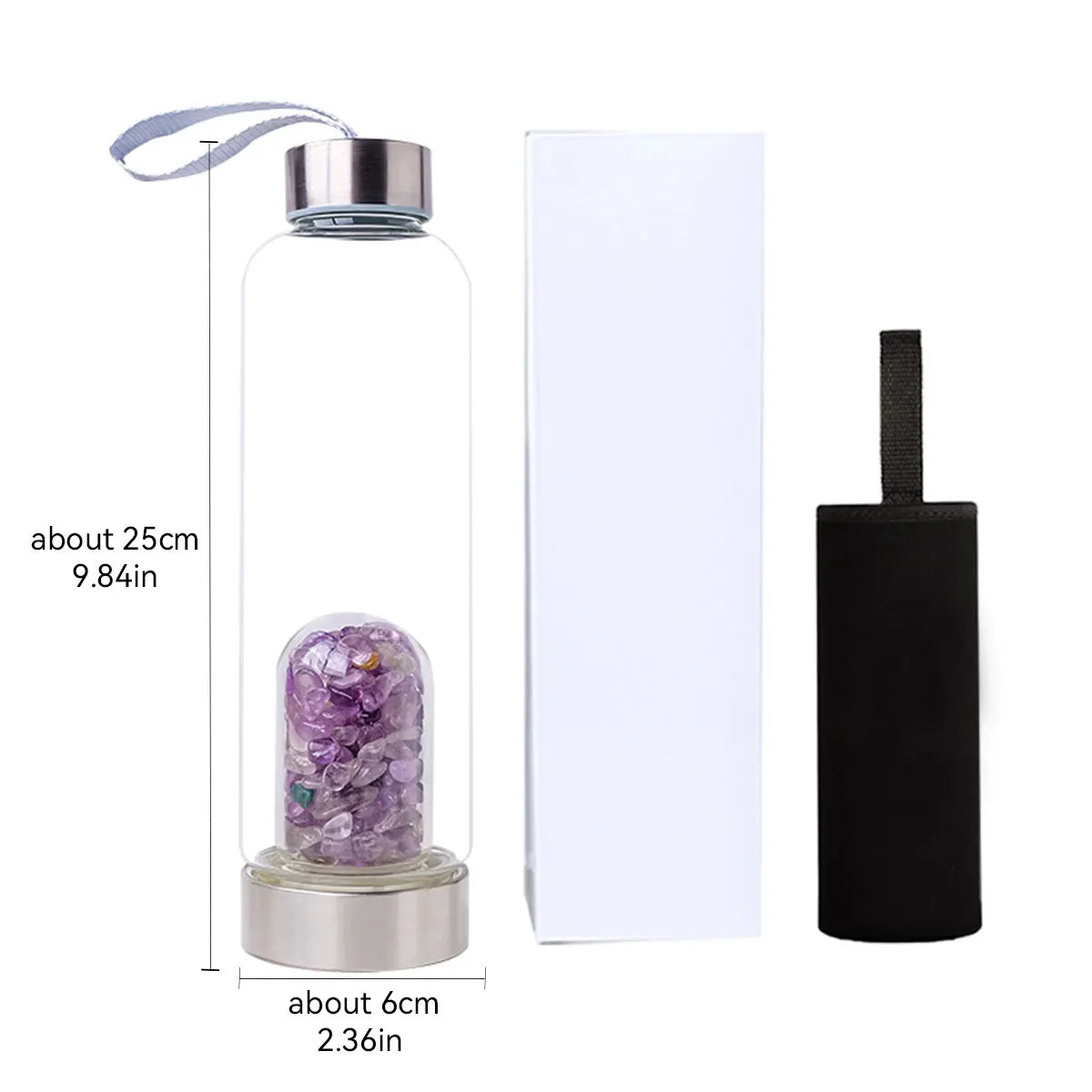 Gourde en Verre avec Pierres Naturelles