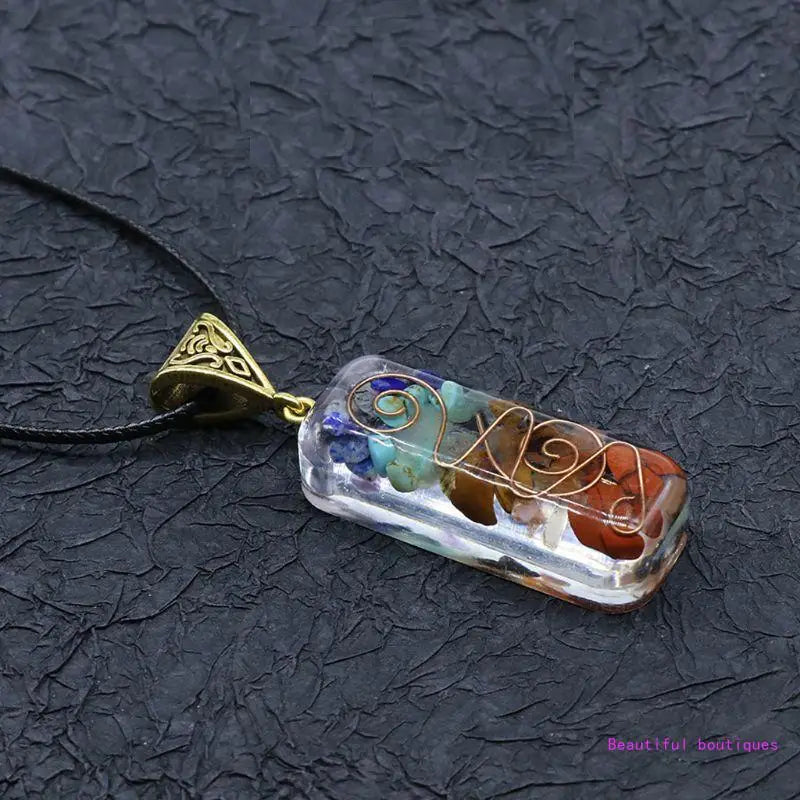Pendentif Collier Orgonite Hexagone