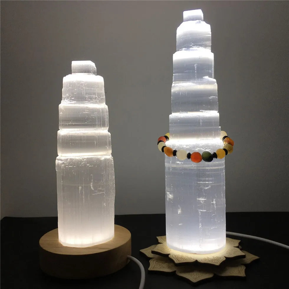 Lampe en Pierre Sélénite Naturel