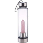 Bouteille en Verre avec Cristal de Roche Naturelle