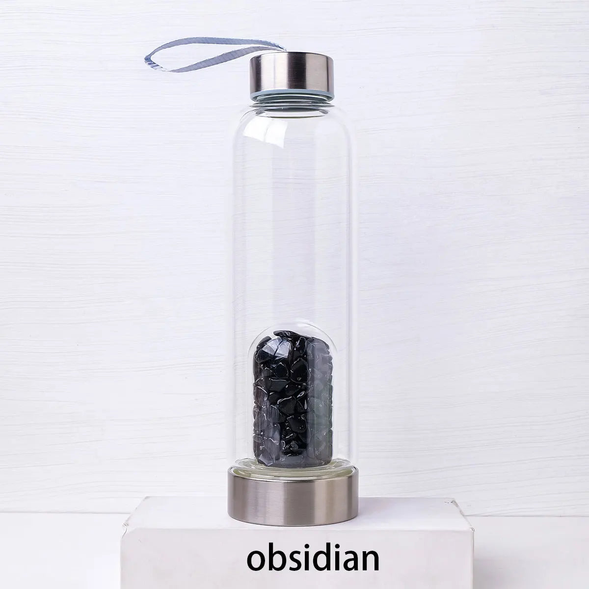 Gourde en Verre avec Pierres Naturelles