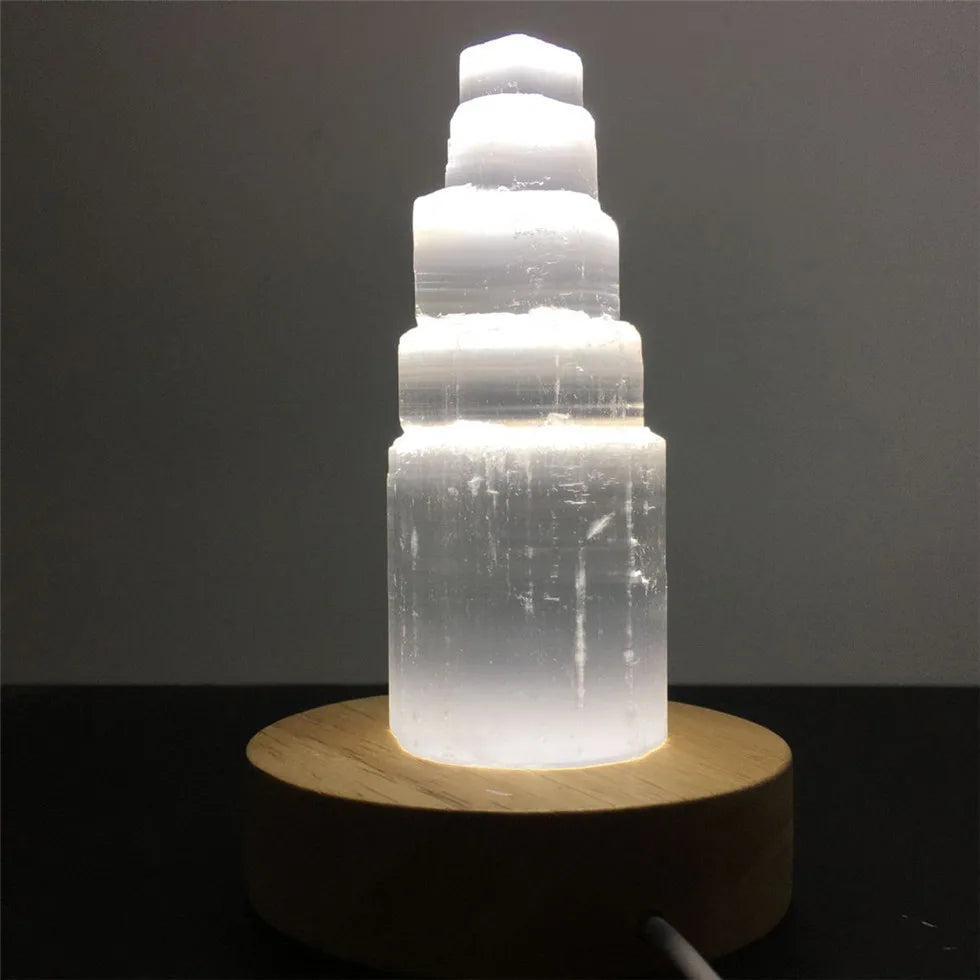 Lampe en Pierre Sélénite Naturel