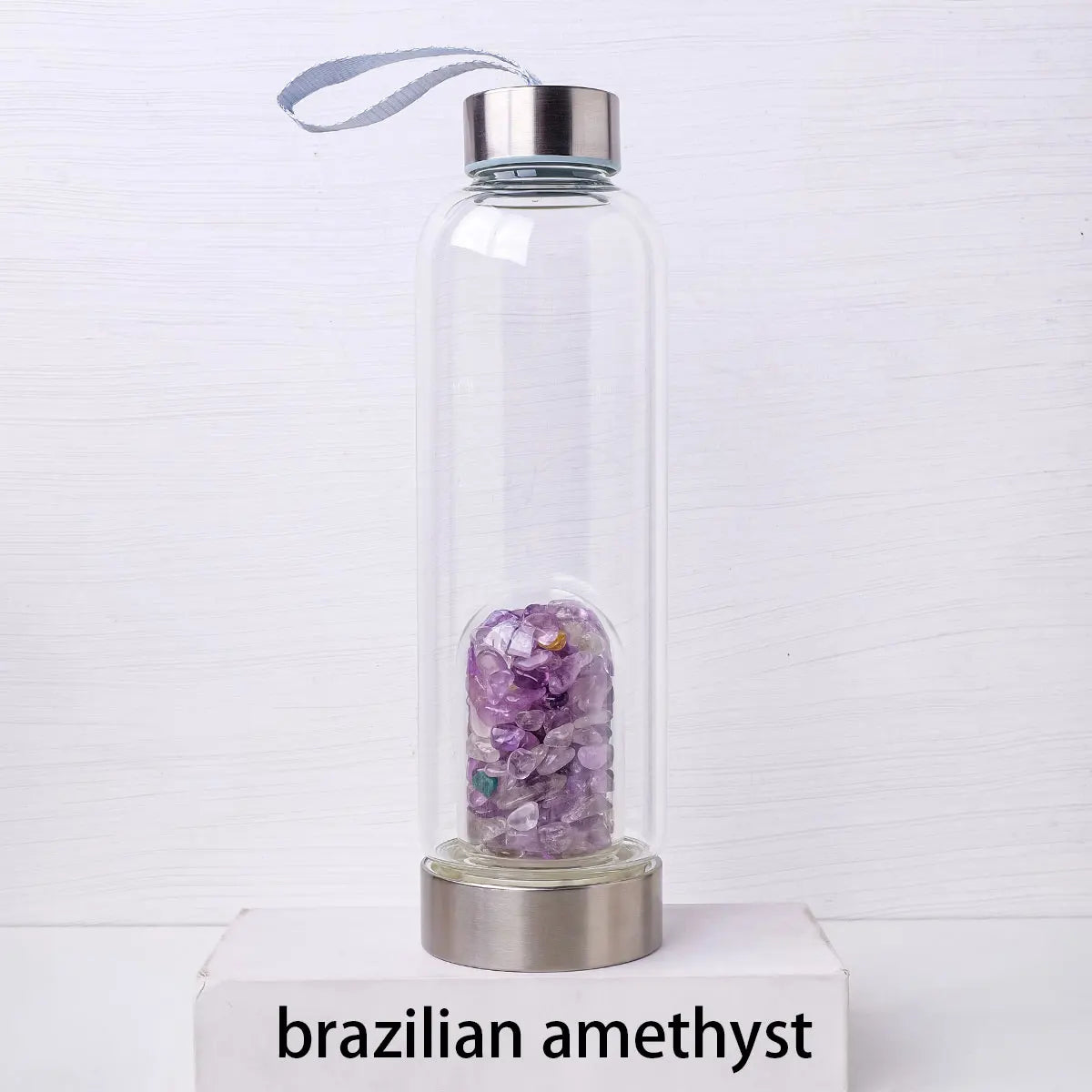 Gourde en Verre avec Pierres Naturelles