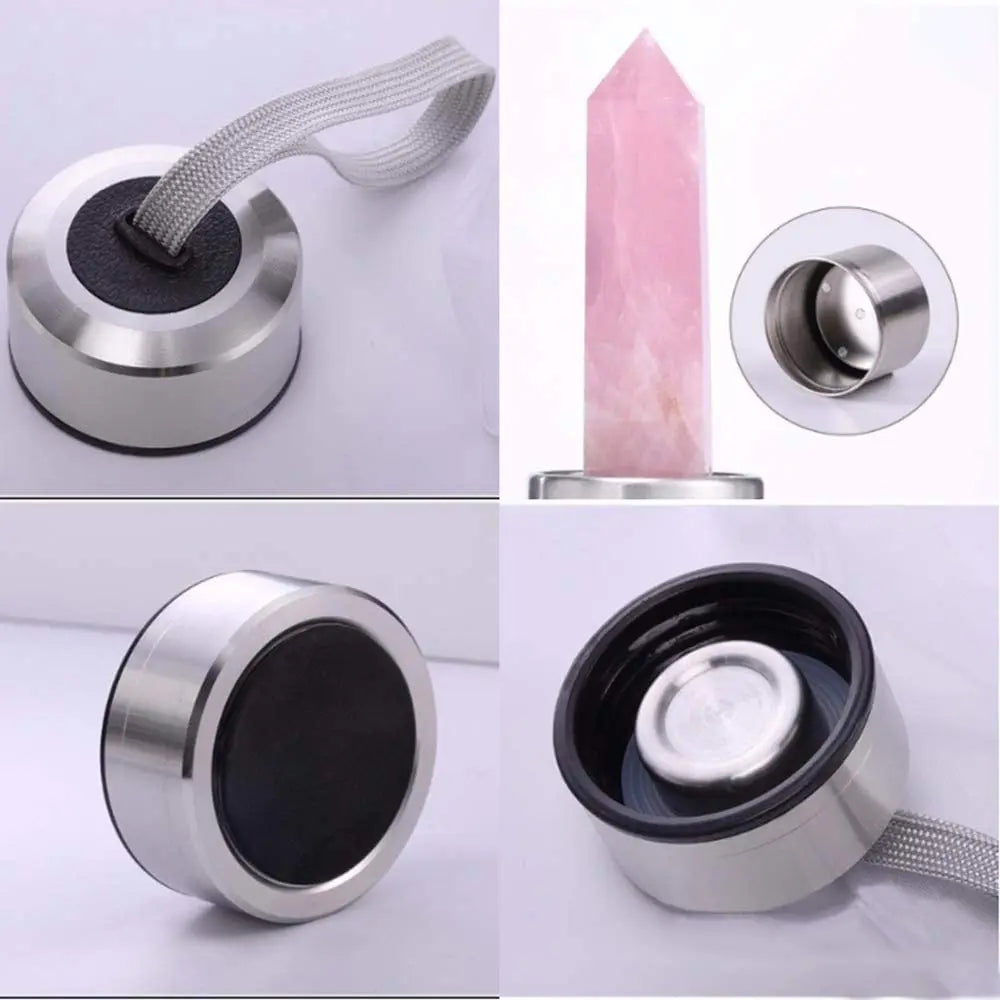 Bouteille en Verre avec Cristal de Roche Naturelle