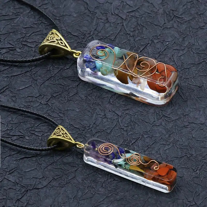 Pendentif Collier Orgonite Hexagone