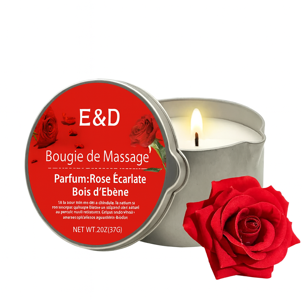 Bougie de Massage Rose Écarlate & Ébène