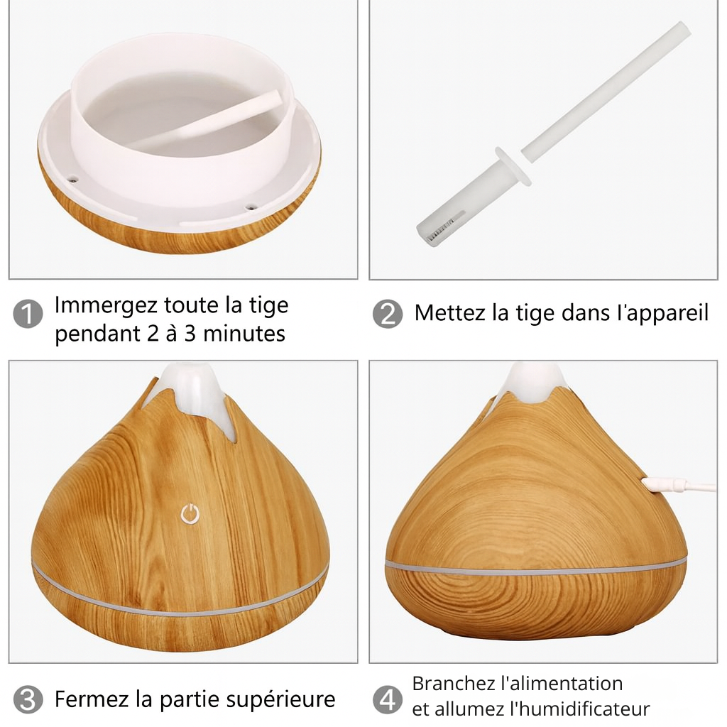 Diffuseur Huile Essentielle Bois LED 350ML