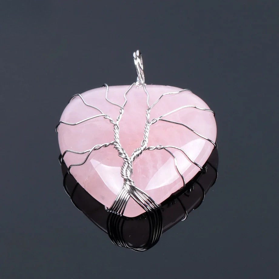 Pendentif en Quartz Rose Coeur