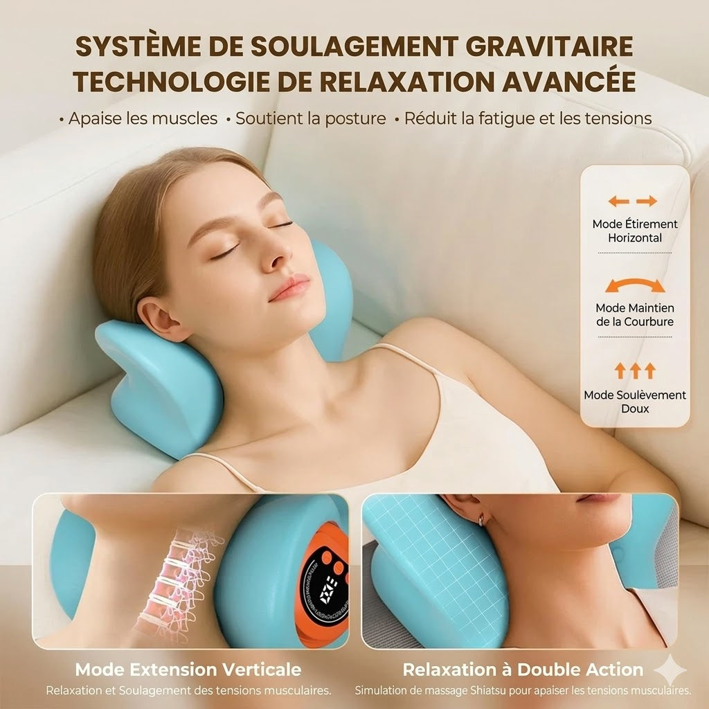 Coussin de Massage Cervical Chauffant Électrique