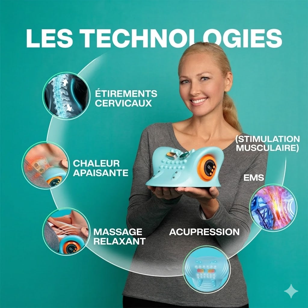 Coussin de Massage Cervical Chauffant Électrique